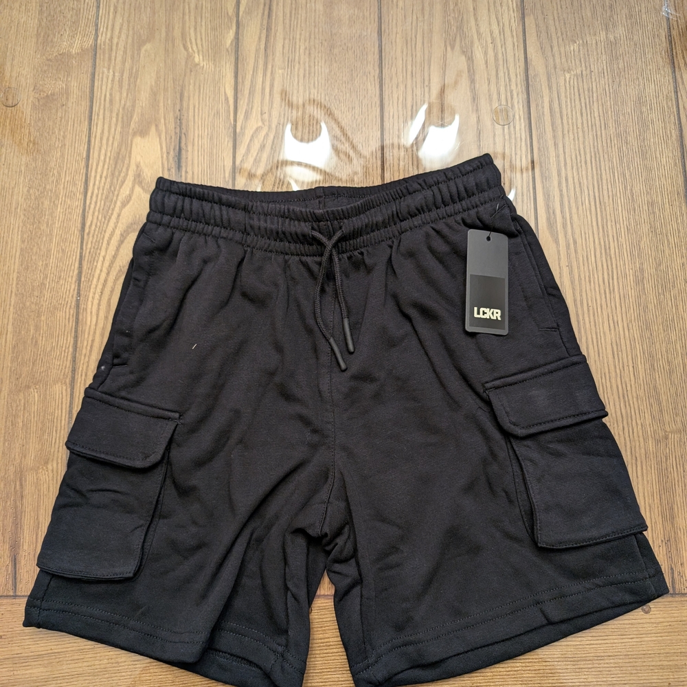 LCKR Cargo French Terry Shorts Black NWT